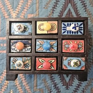 Handcrafted‎ Ceramic Drawer Organizer with Multicolor Design